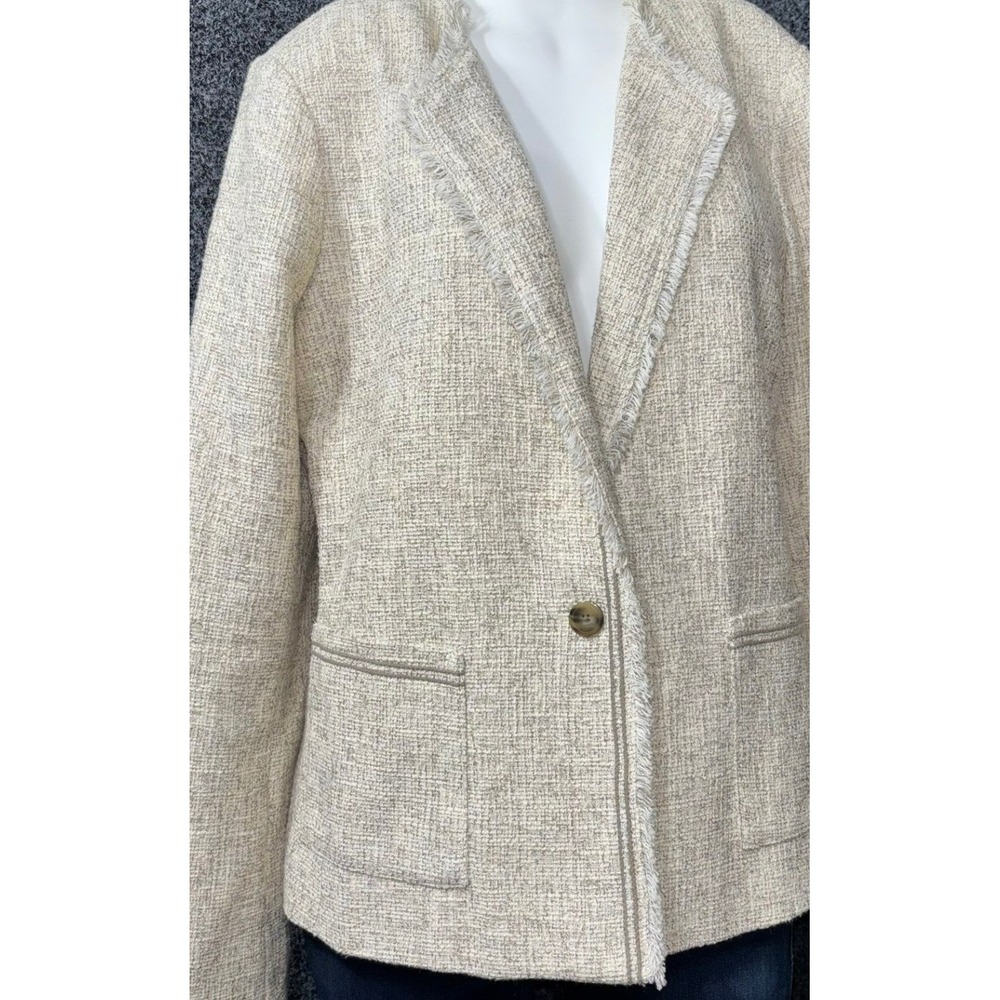 Banana Republic Blazer Womens 14 Fringed Trim Tweed Single Button Lined